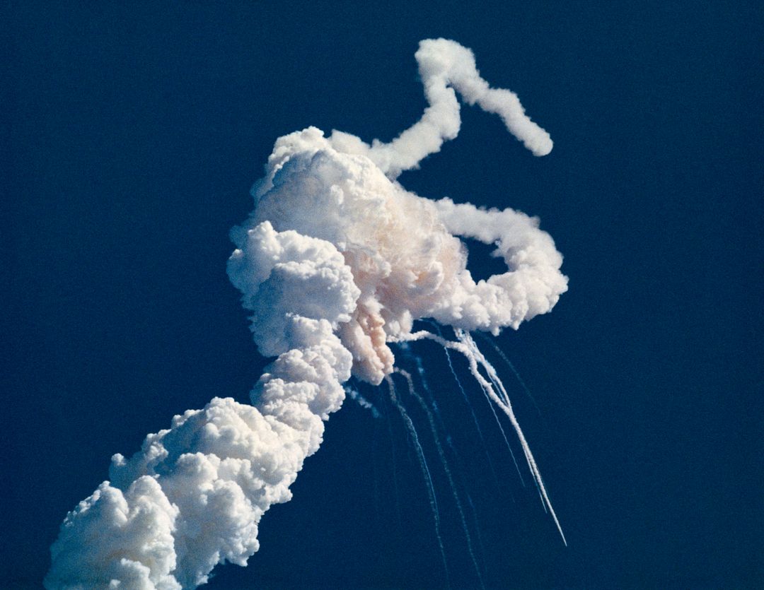 Space Shuttle Challenger Explosion 1986 Plume Visible - Free Images, Stock Photos and Pictures on Pikwizard.com