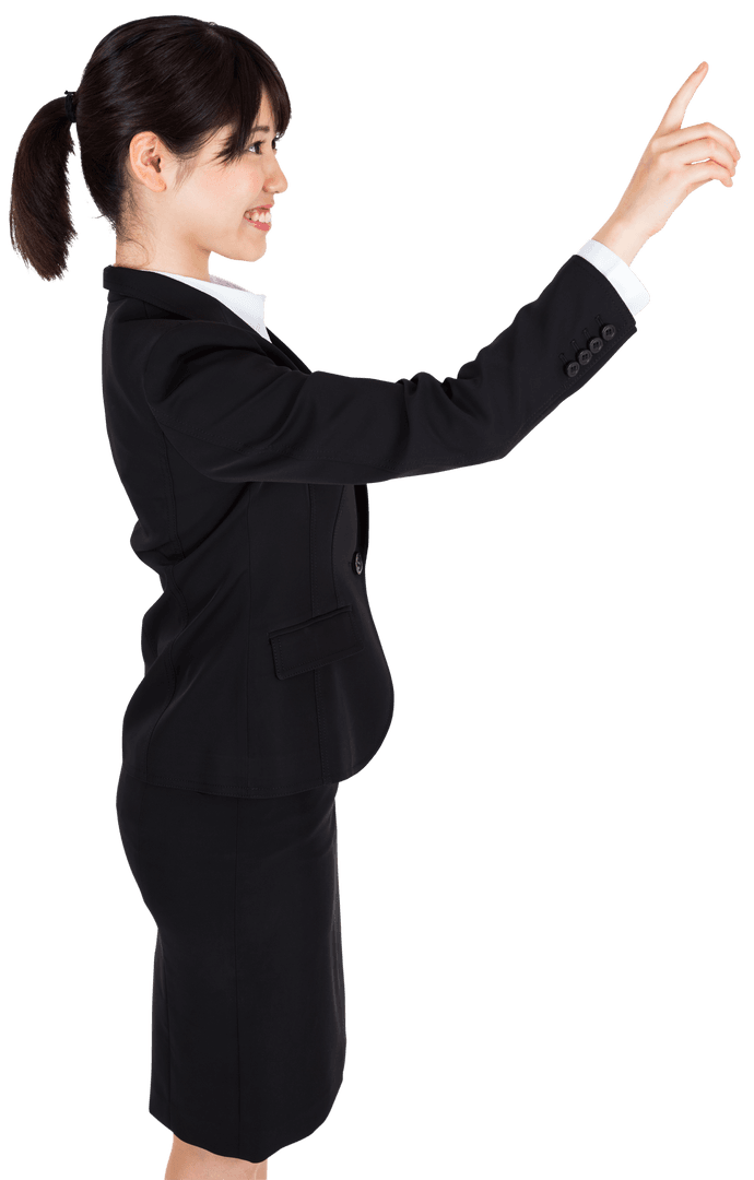 Asian Businesswoman Interacting with Virtual Screen