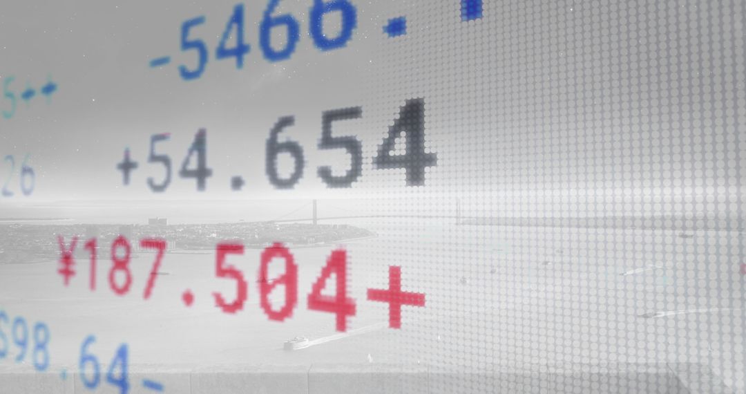 Stock Market Data Overlay Cityscape