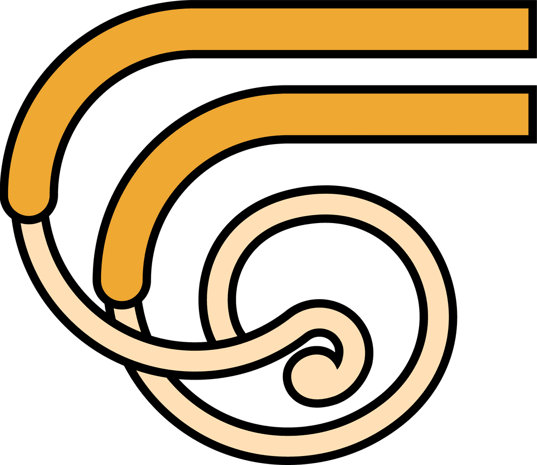 Transparent Curved Mustard Cream Tuber Abstract Design