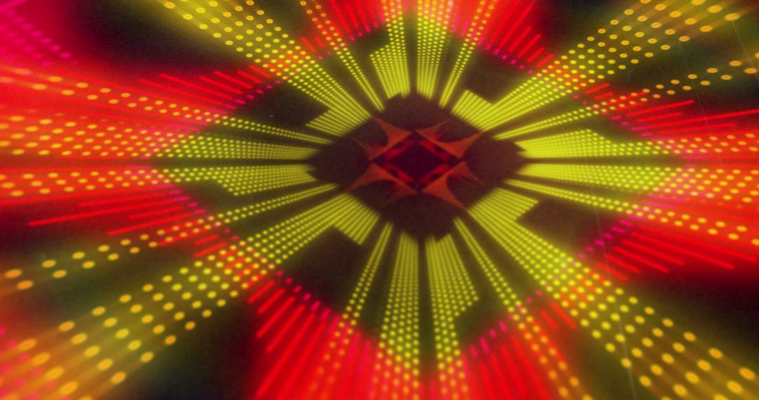 Dynamic Diamond-Shaped Light Display in Red and Yellow Tones