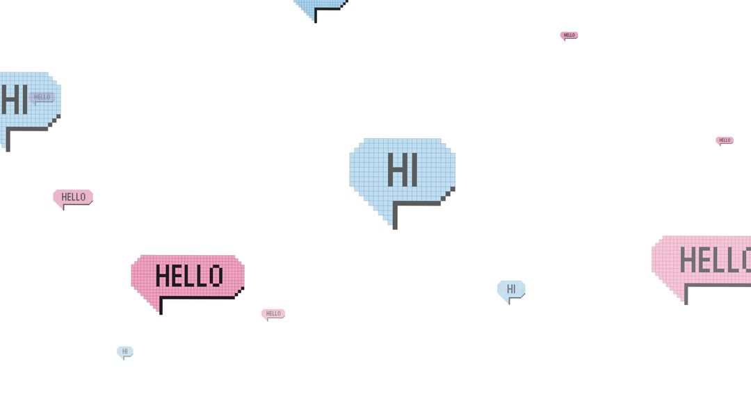 Retro Pixel Speech Bubbles with Varied Greetings