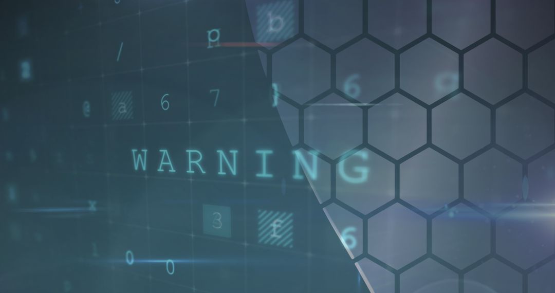 Digital Cyberattack Warning Interface with Hexagonal Design