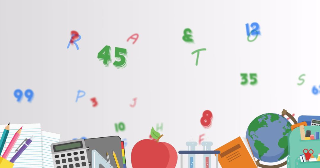 Education Elements with Numbers and Letters Background
