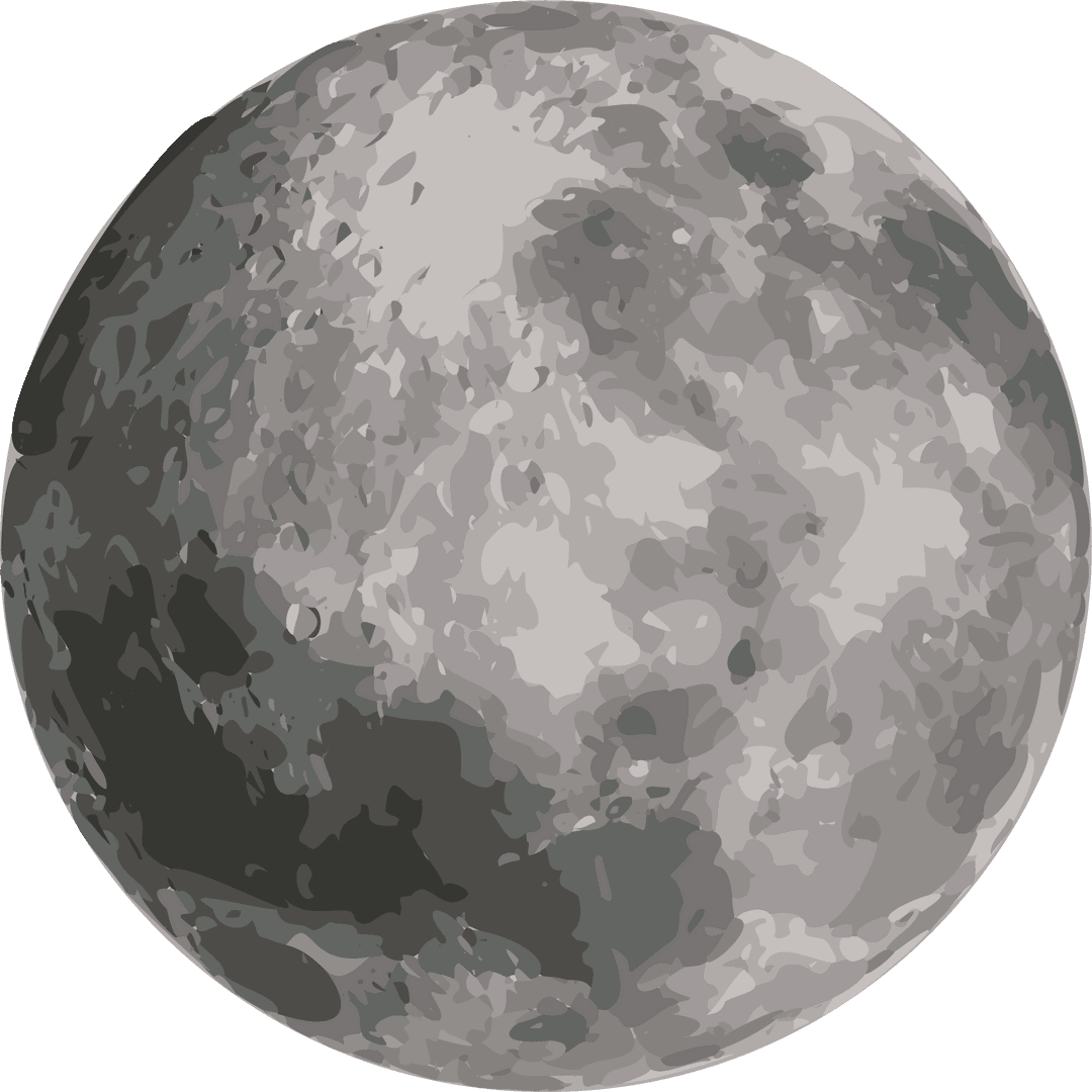 Full Moon Illustration with Craters and Transparent Background