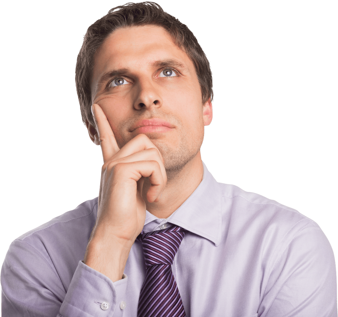 Transparent Image of Businessman Seeking Inspiration