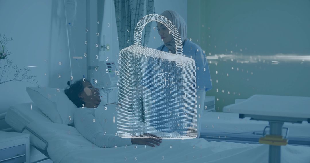 Digital Security in Healthcare Setting with Padlock Symbol
