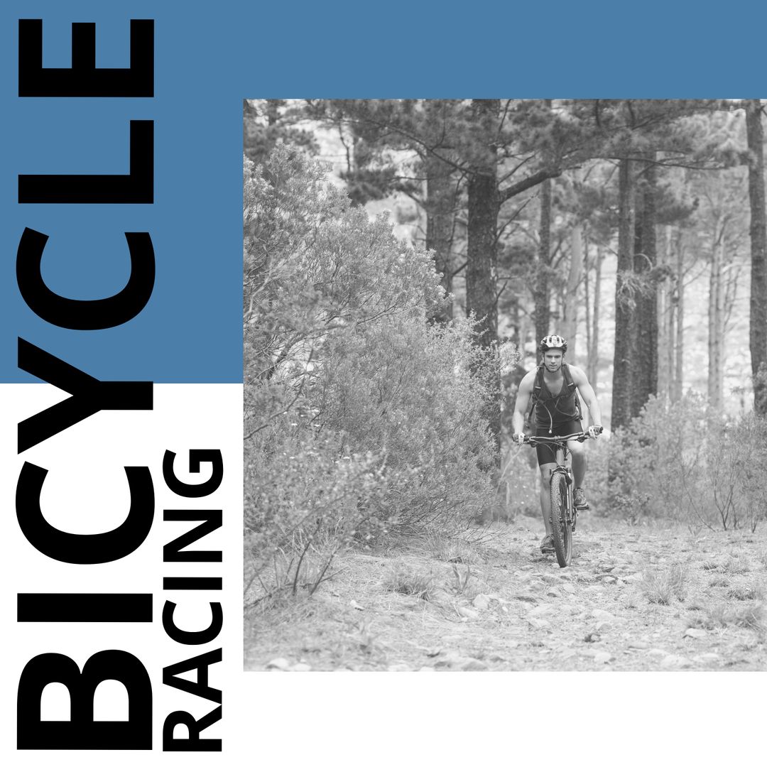 Caucasian Man Cycling in Forest During Bicycle Race - Download Free Stock Templates Pikwizard.com