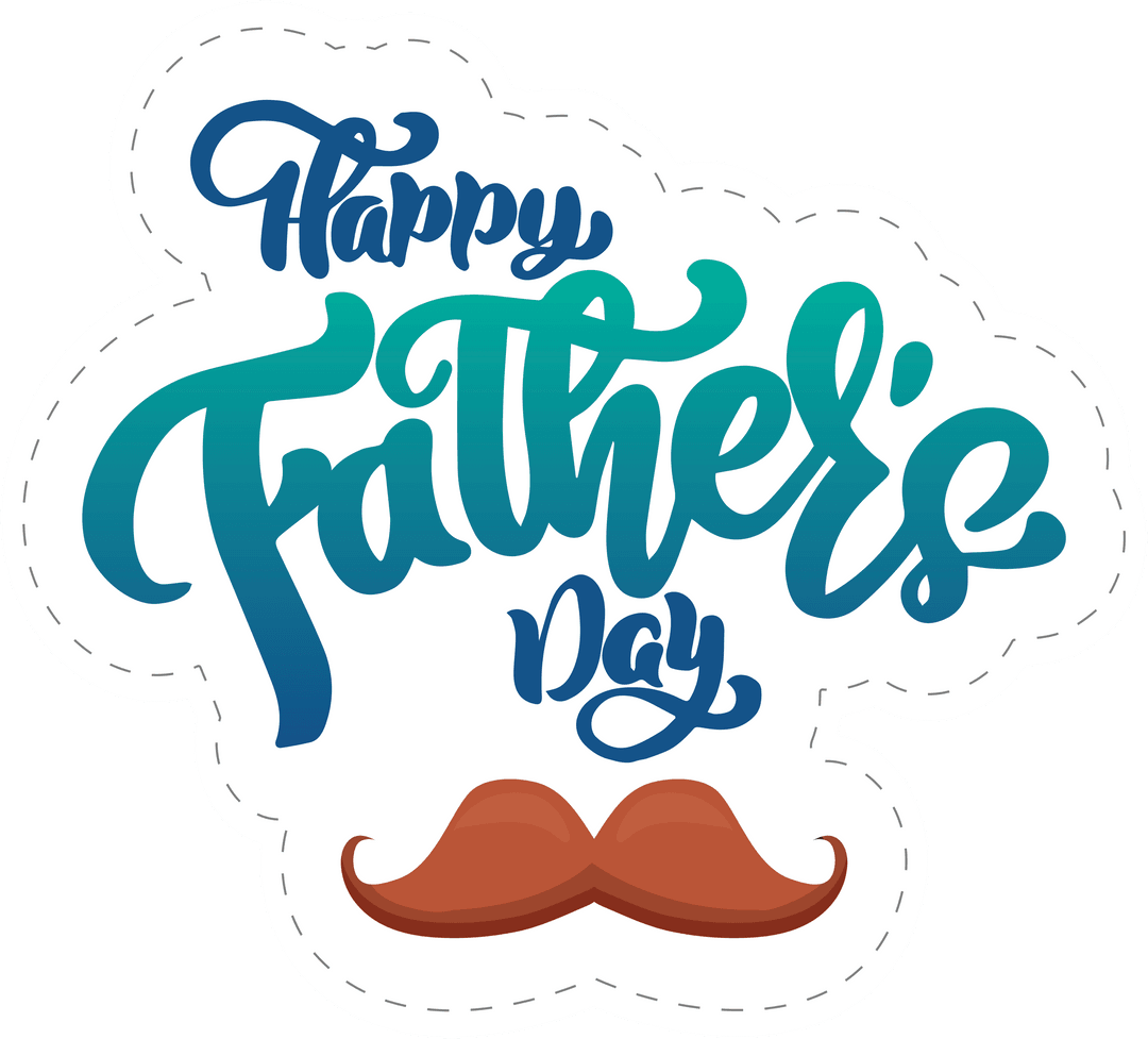 Typography Happy Father's Day with Moustache Transparent Vector