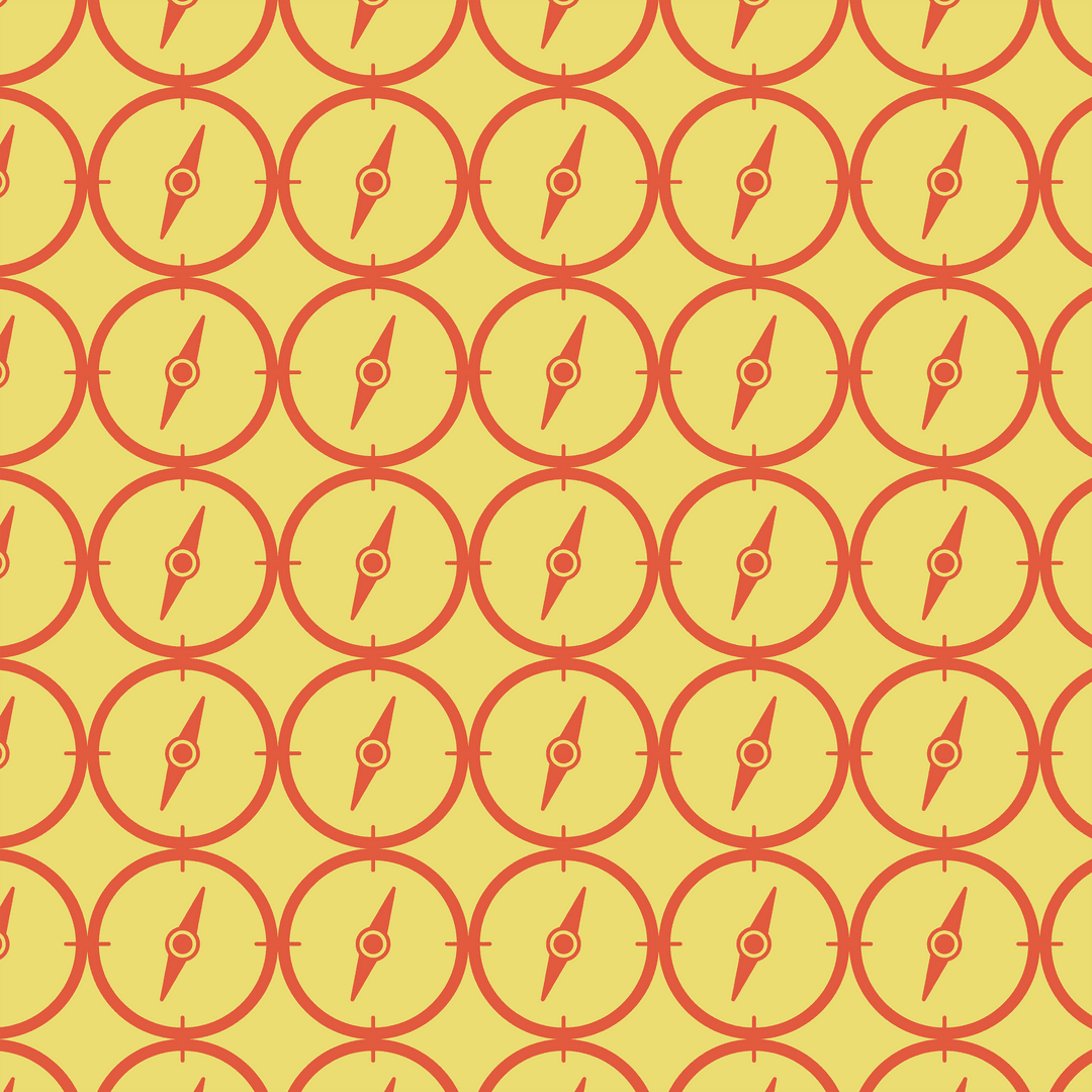 Seamless transparent pattern with red compasses on yellow background