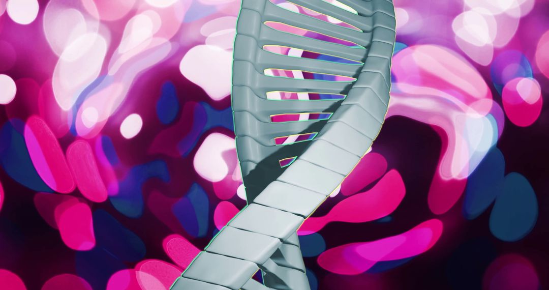 Digital Representation of DNA Strand Over Abstract Pink Purples