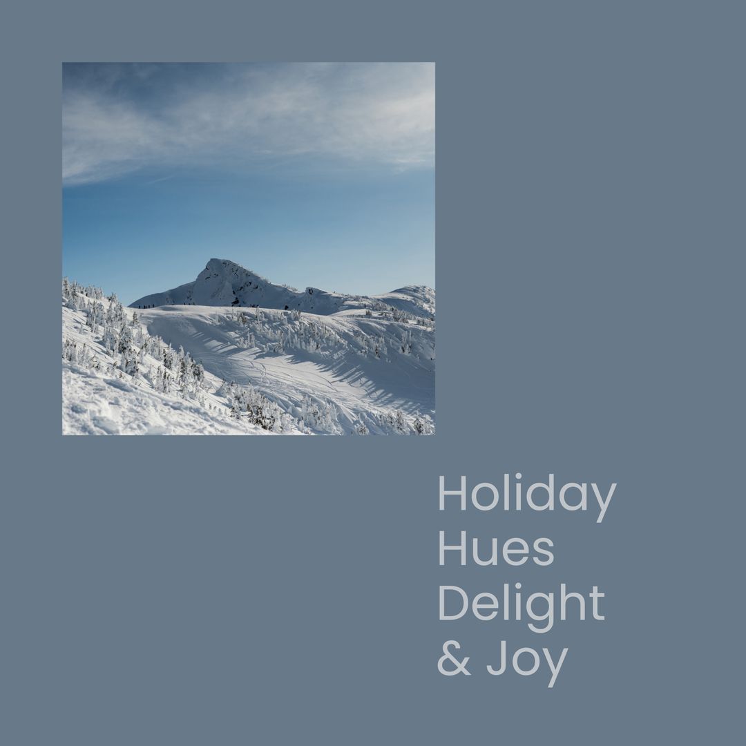 Snowy Mountain Winter Wonderland with Festive Text Overlay