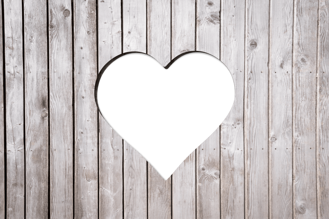 Transparent Heart Shape on Rustic Wooden Background