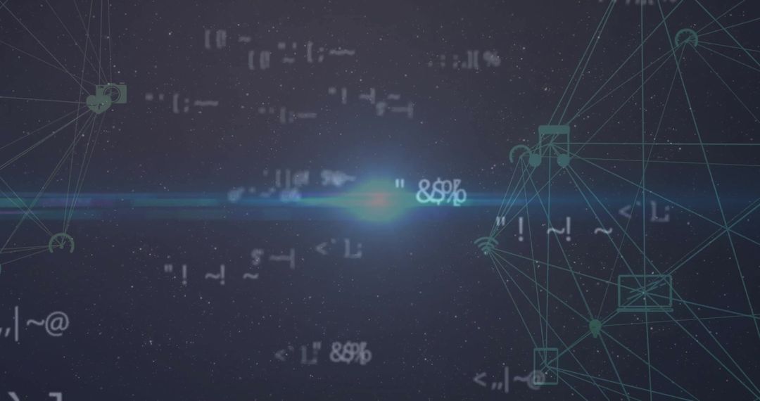 Interconnected Data Network with Digital Interface on Dark Background