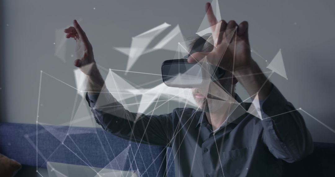 Caucasian Businessman Exploring Virtual Reality in Office Environment