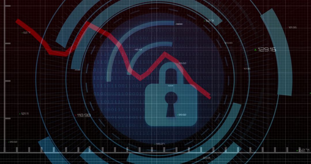 Cybersecurity Concept with Lock and Digital Data
