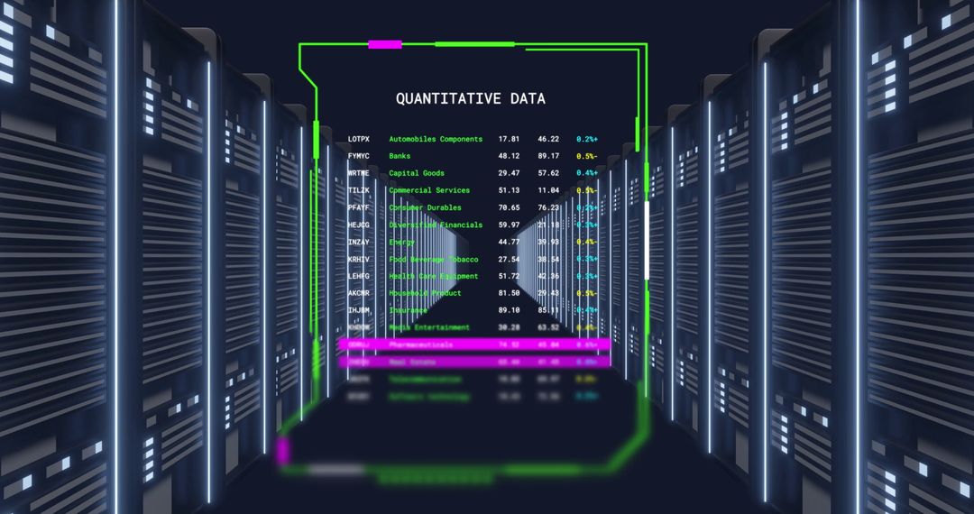 Digital Data Processing in Server Room with Global Connections