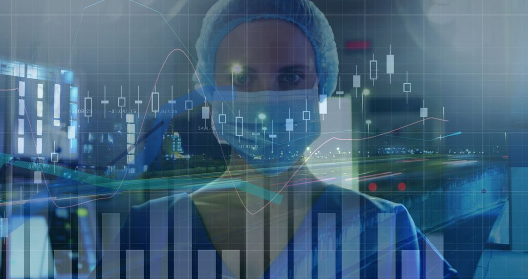 Caucasian Surgeon Analyzing Complex Medical Data Visualization