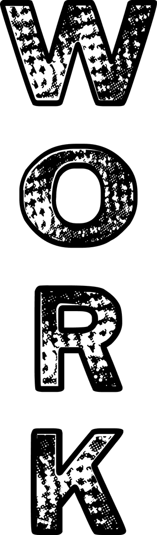 Vintage Grunge Typography WORK Design on Transparent Background