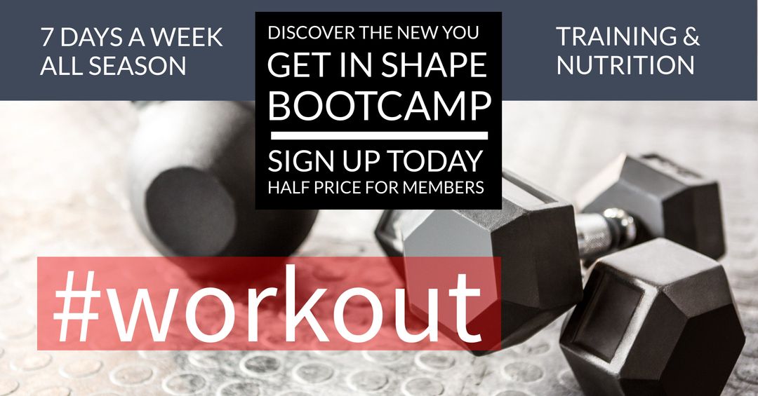 Fitness Bootcamp Promotion with Dumbbells Focus