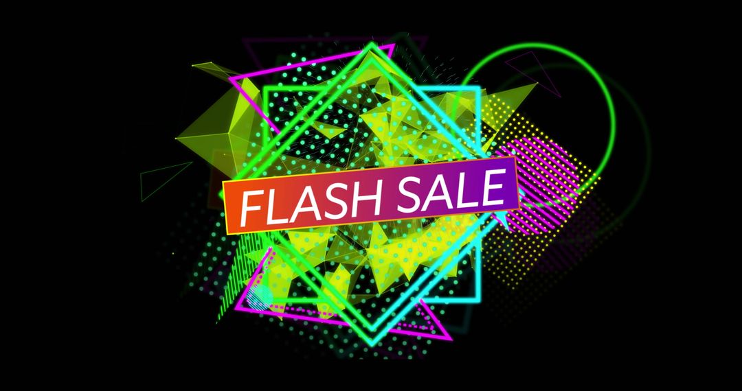 Vibrant Flash Sale Banner with Colorful Geometric Shapes