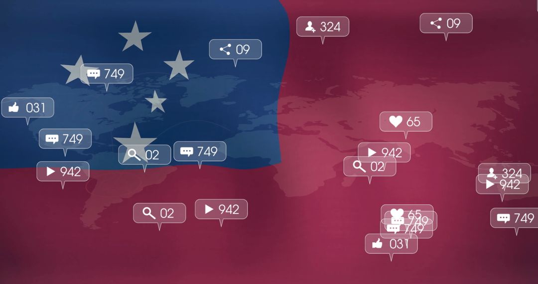Social Media Notifications on World Map and Samoa Flag