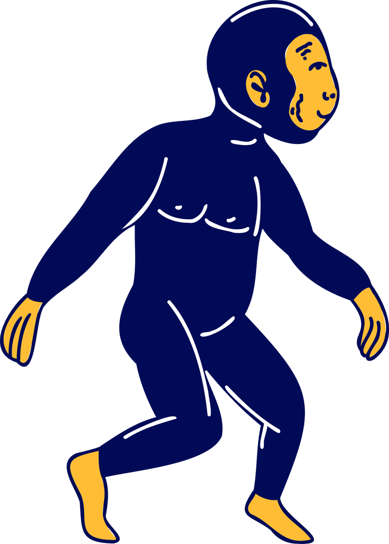 Abstract Monkey-Human Illustration on Transparent Background