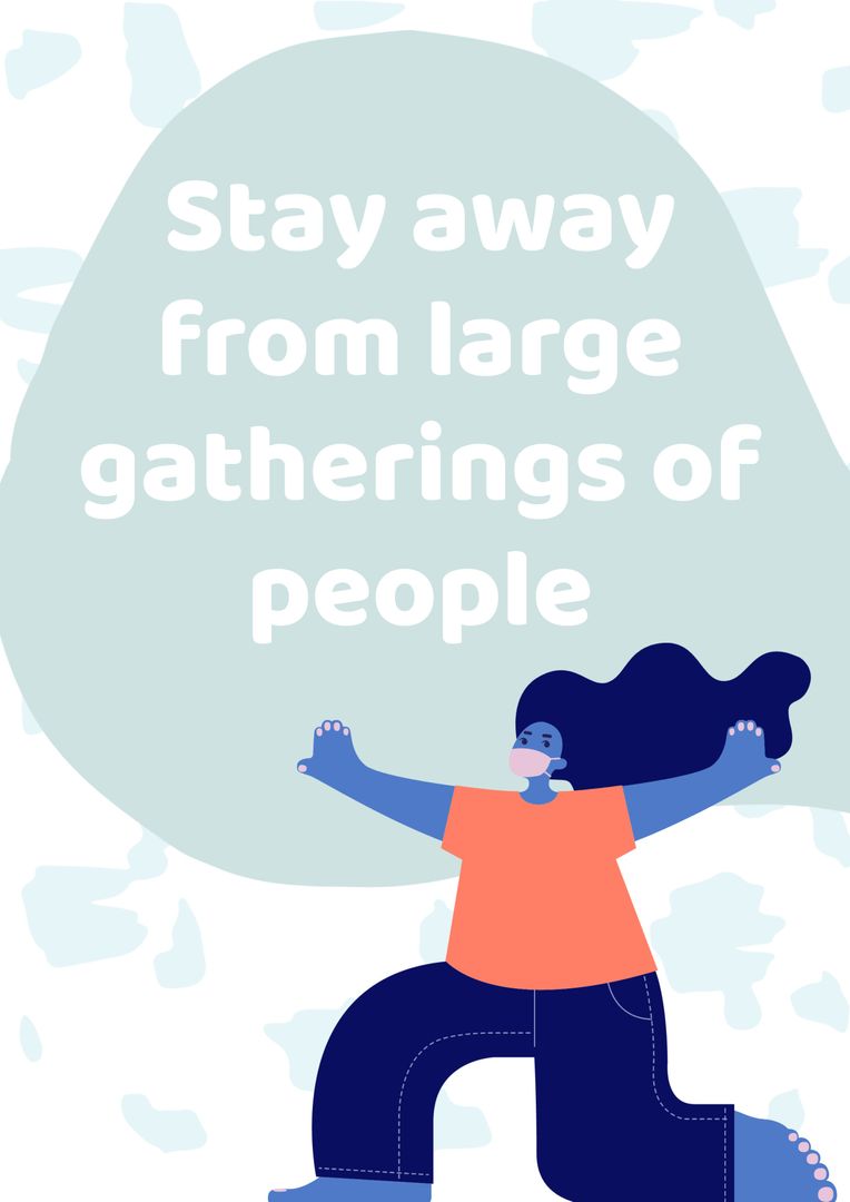 Social Distancing Reminder With Bold Text and Cartoon Style