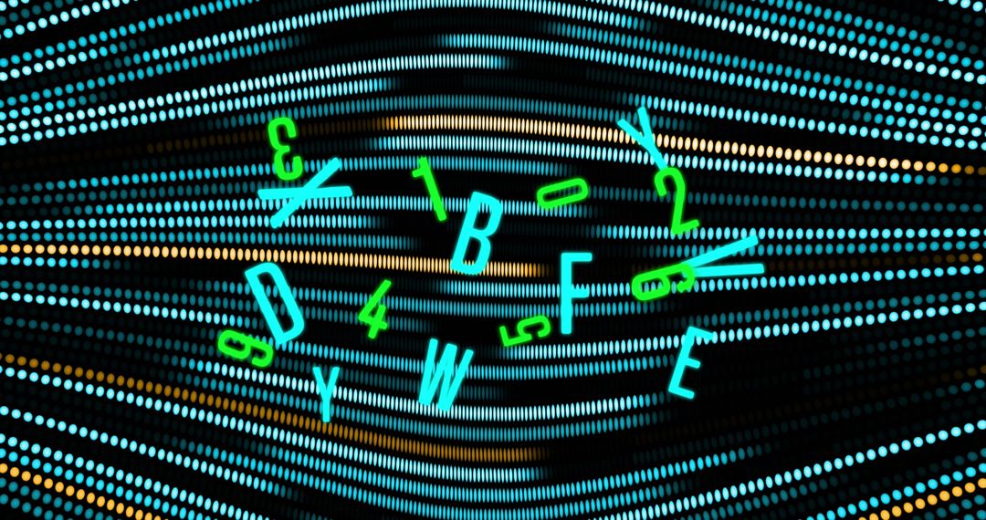 Futuristic Abstract Animation with Floating Letters and Numbers