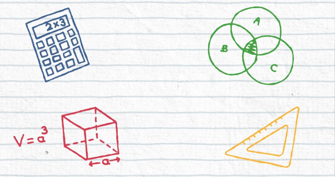 Math Concept Doodles Including Calculator and Geometric Shapes - Free Images, Stock Photos and Pictures on Pikwizard.com