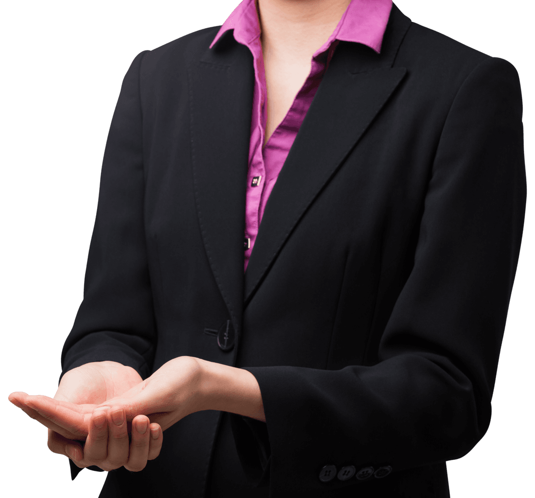 Businesswoman Holding Out Both Hands Transparent Background