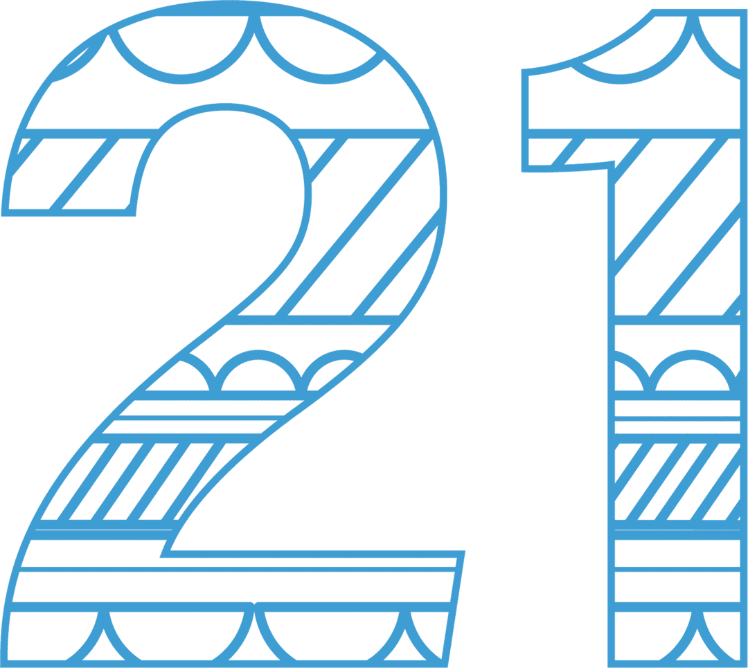 Blue Number 21 on Transparent Background for Celebrations