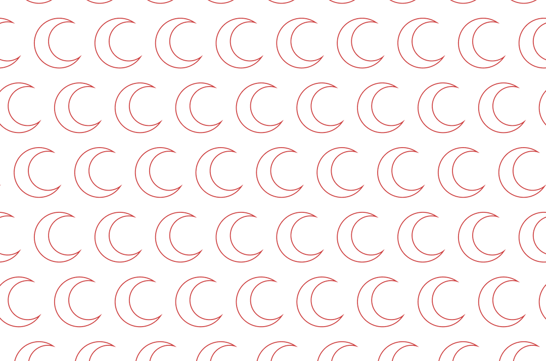 Red Crescent Moons Seamless Pattern on Transparent Background