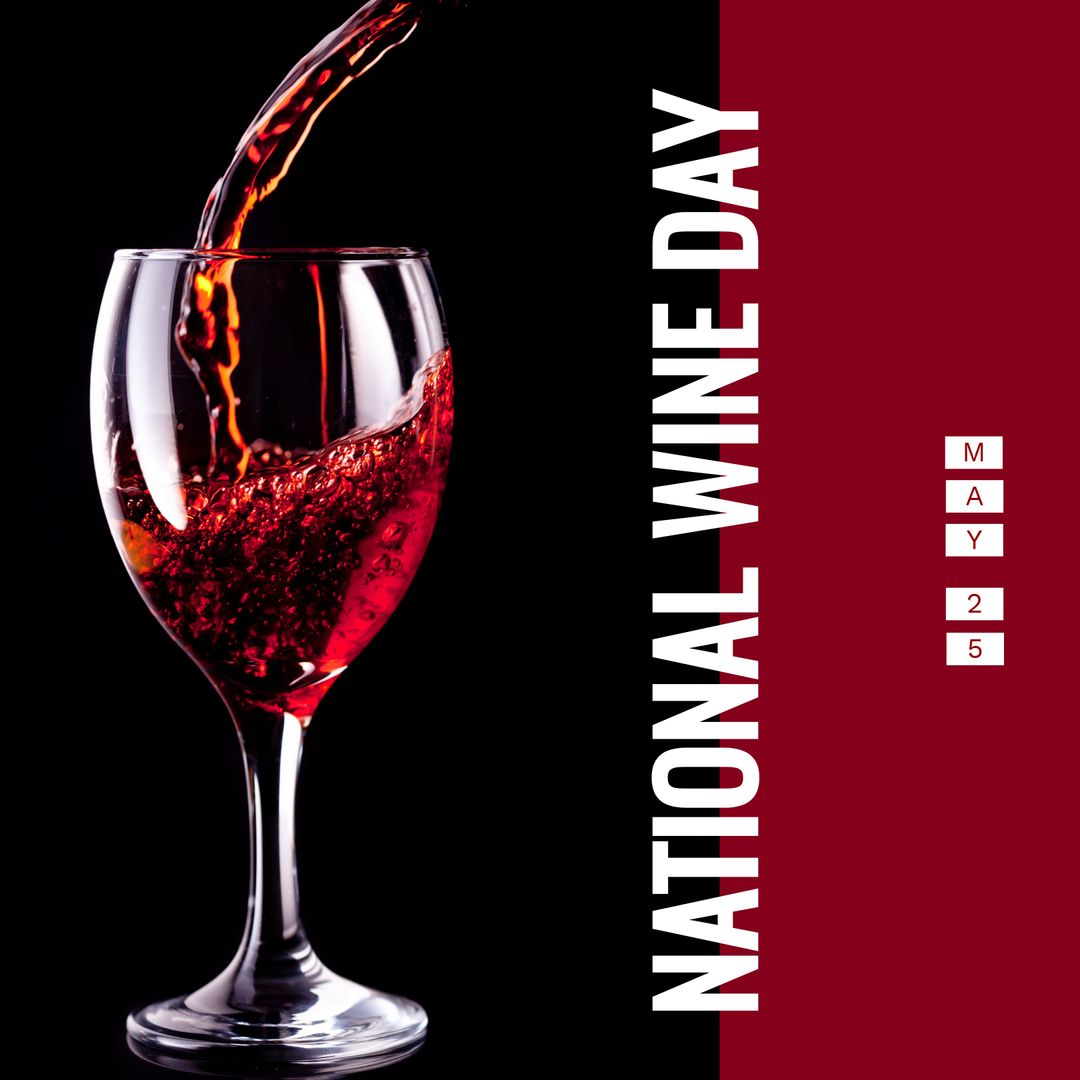 National Wine Day Celebration on Black and Red Background - Download Free Stock Templates Pikwizard.com