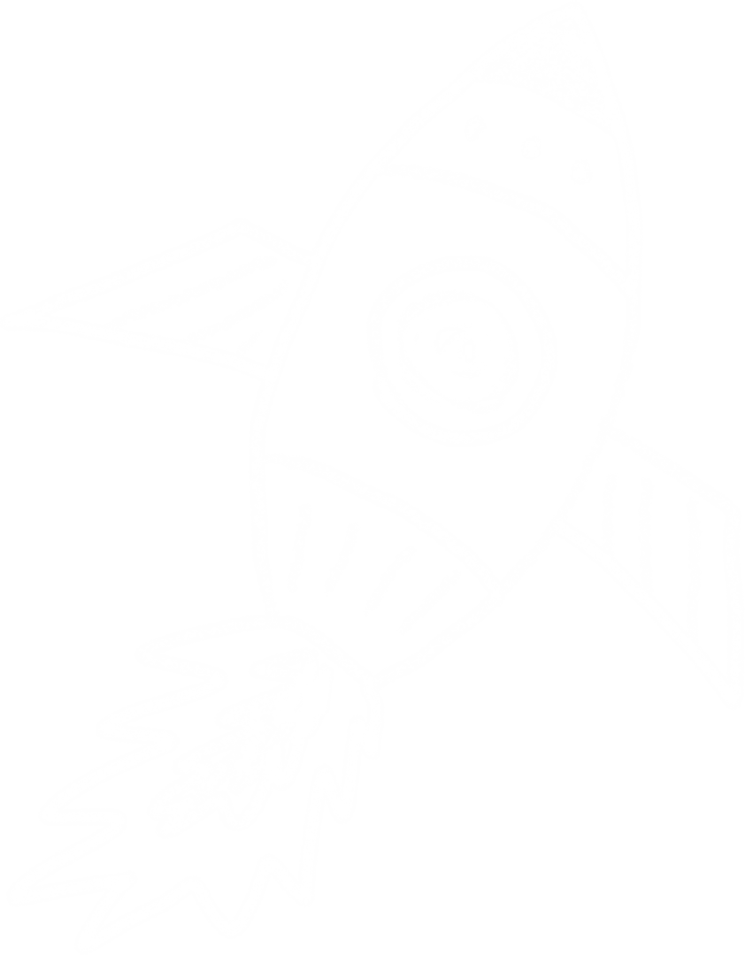 Rocket Doodle Outline on Transparent Background