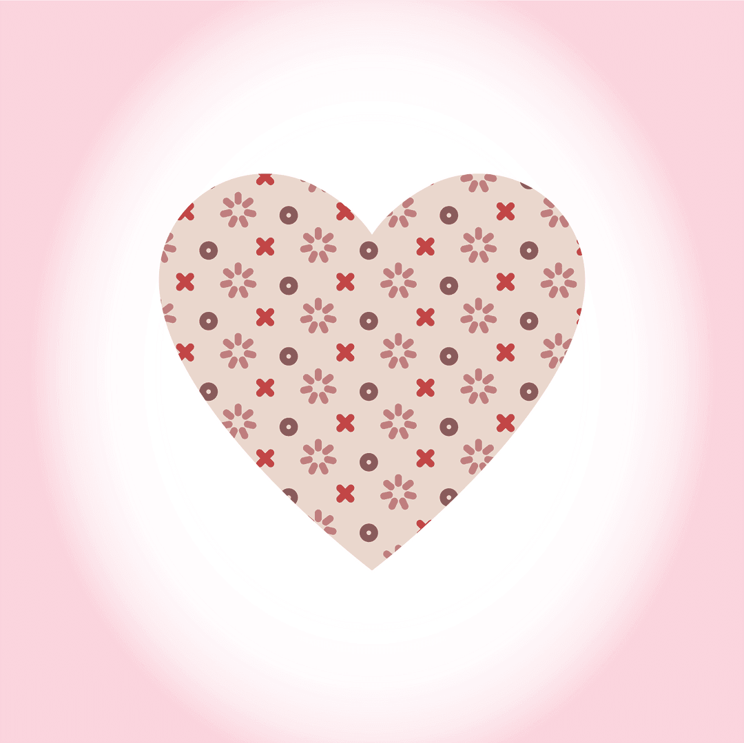 Transparent Heart Shape with Flower Pattern on Pink Background