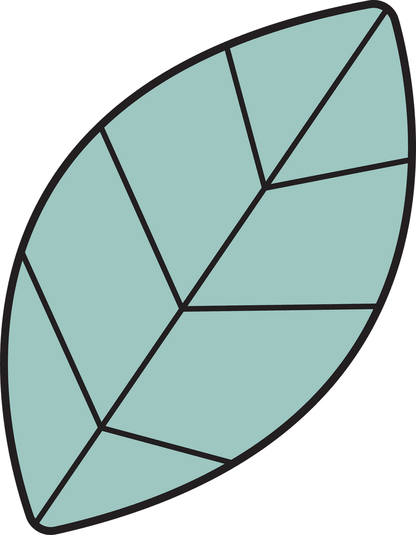 Geometric Teal Leaf with Transparent Background