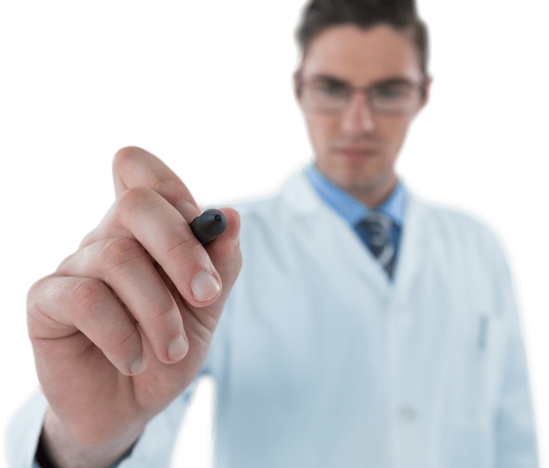 Transparent Background Doctor Writing on Virtual Screen