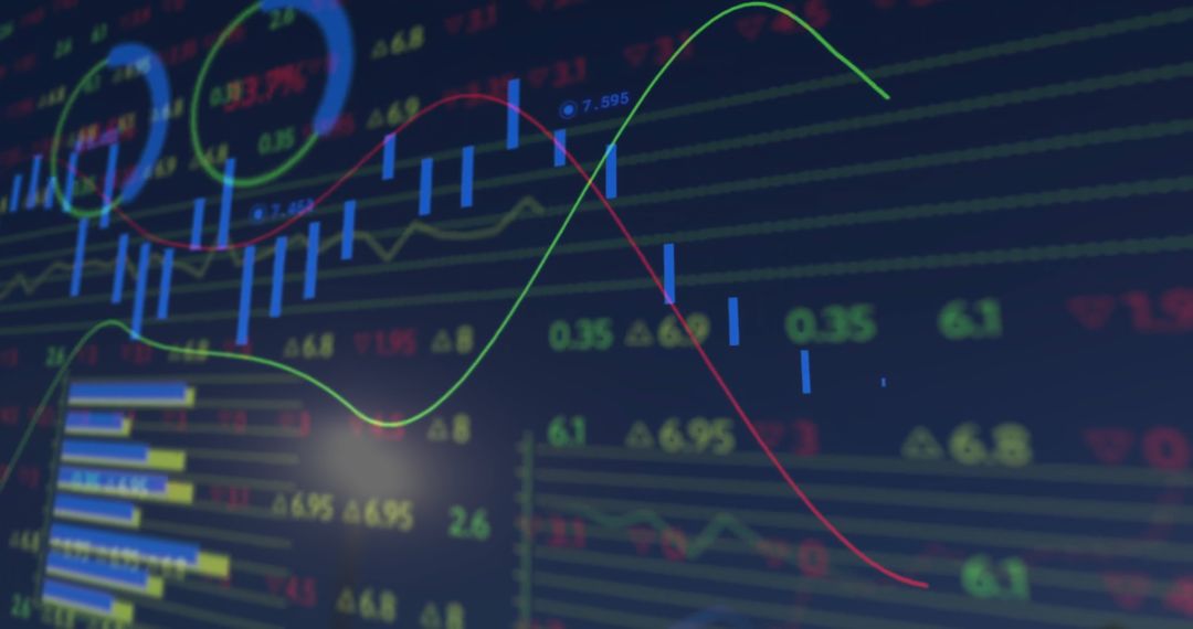 Digital Financial Data Graphs on Dark Background
