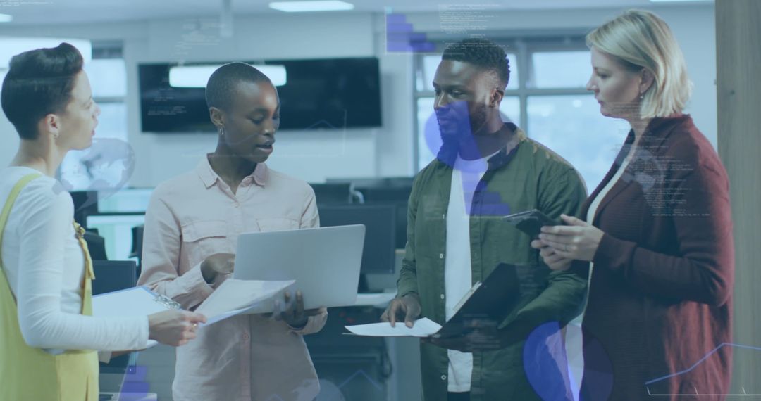 Diverse Team Collaborating on Corporate Technology Project