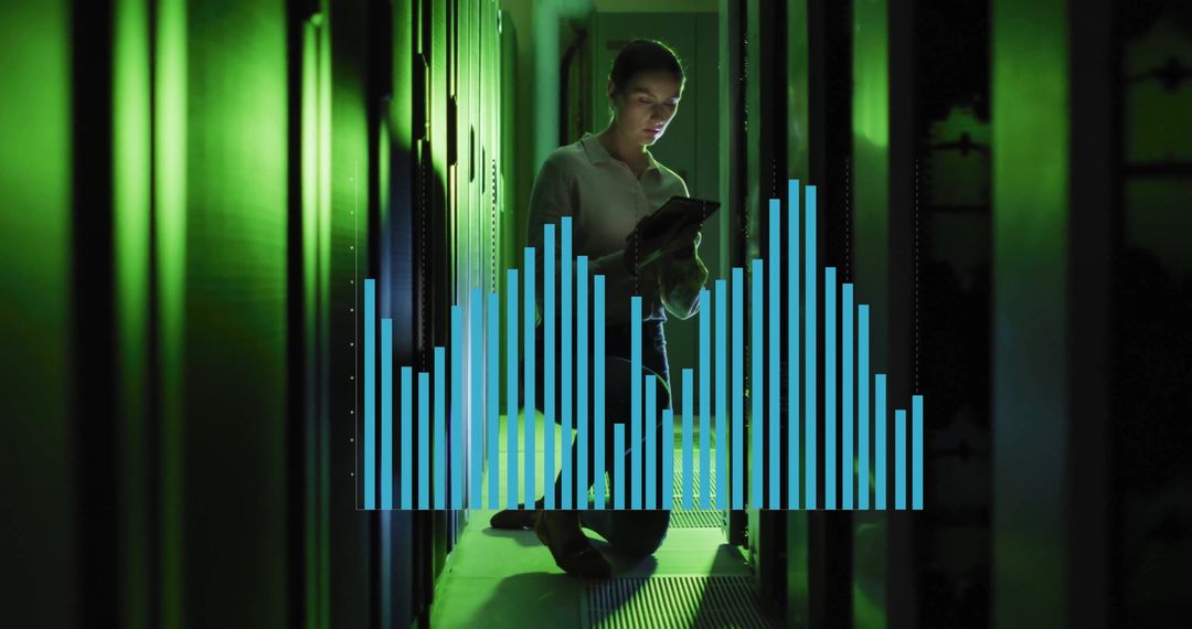 Technician Analyzing Data with Futuristic Technology Overlay