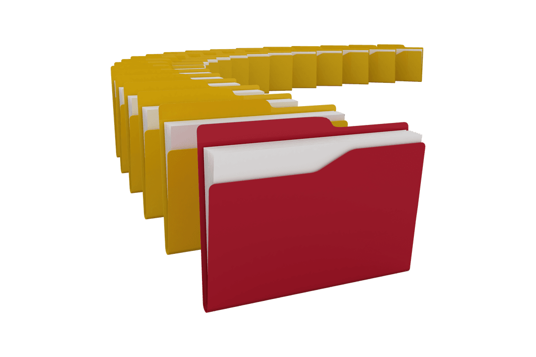 Row of Colorful Folders on Transparent Background