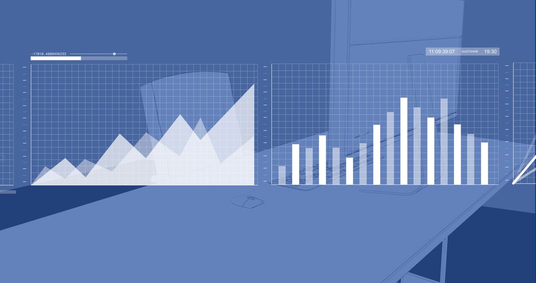 Innovative Data Analysis Display with Chart Graphics in Office Setting