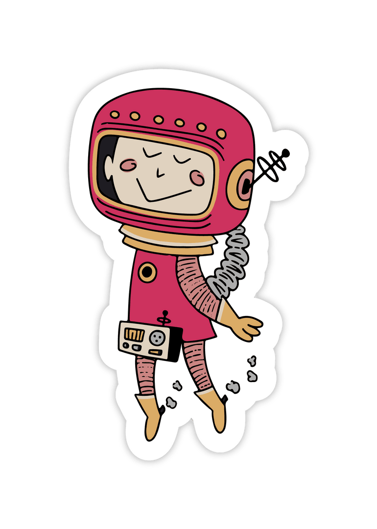 Whimsical Astronaut Sticker on Transparent Background