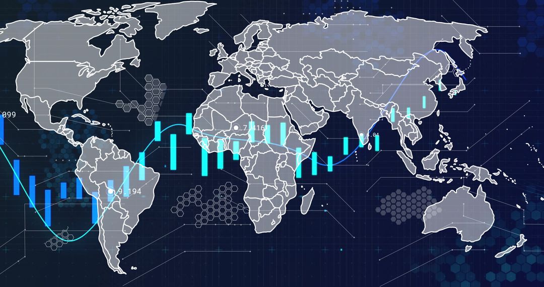 Global Stock Market Trends on World Map