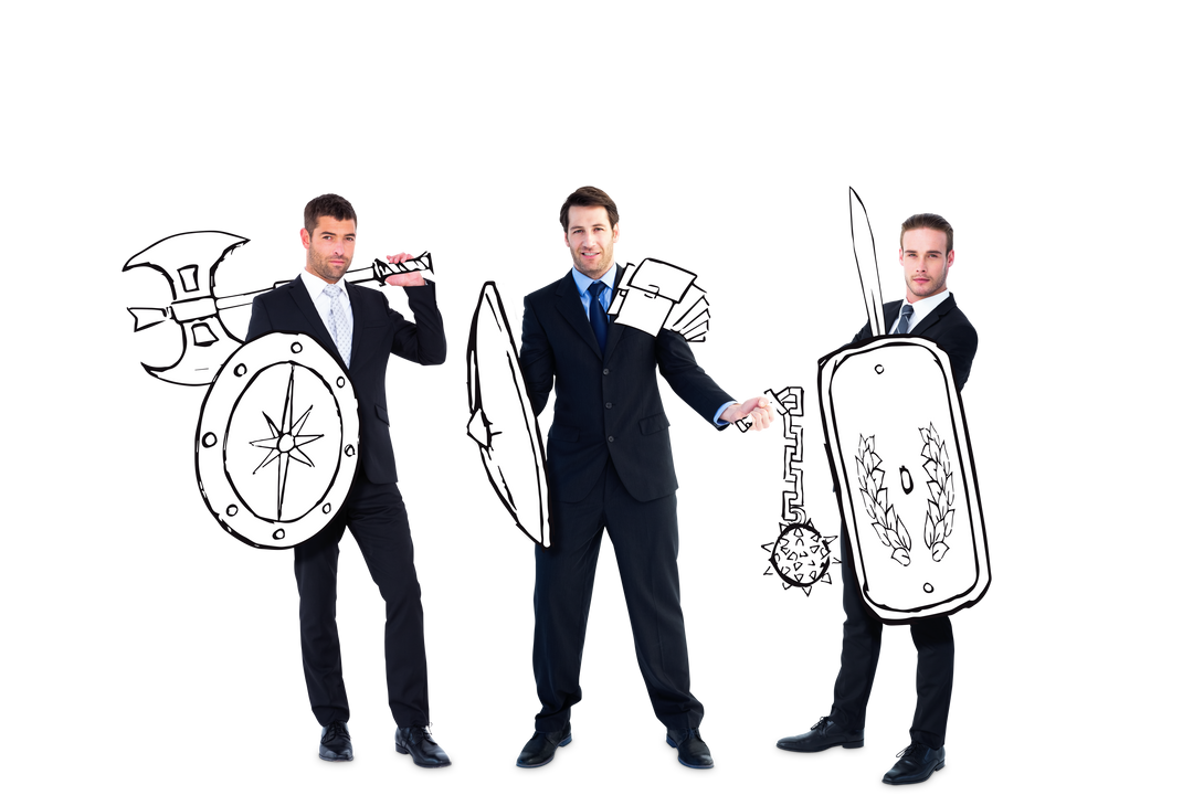 Caucasian Businessmen in Drawing Style Armour on Transparent Background - Download Free Stock Images Pikwizard.com