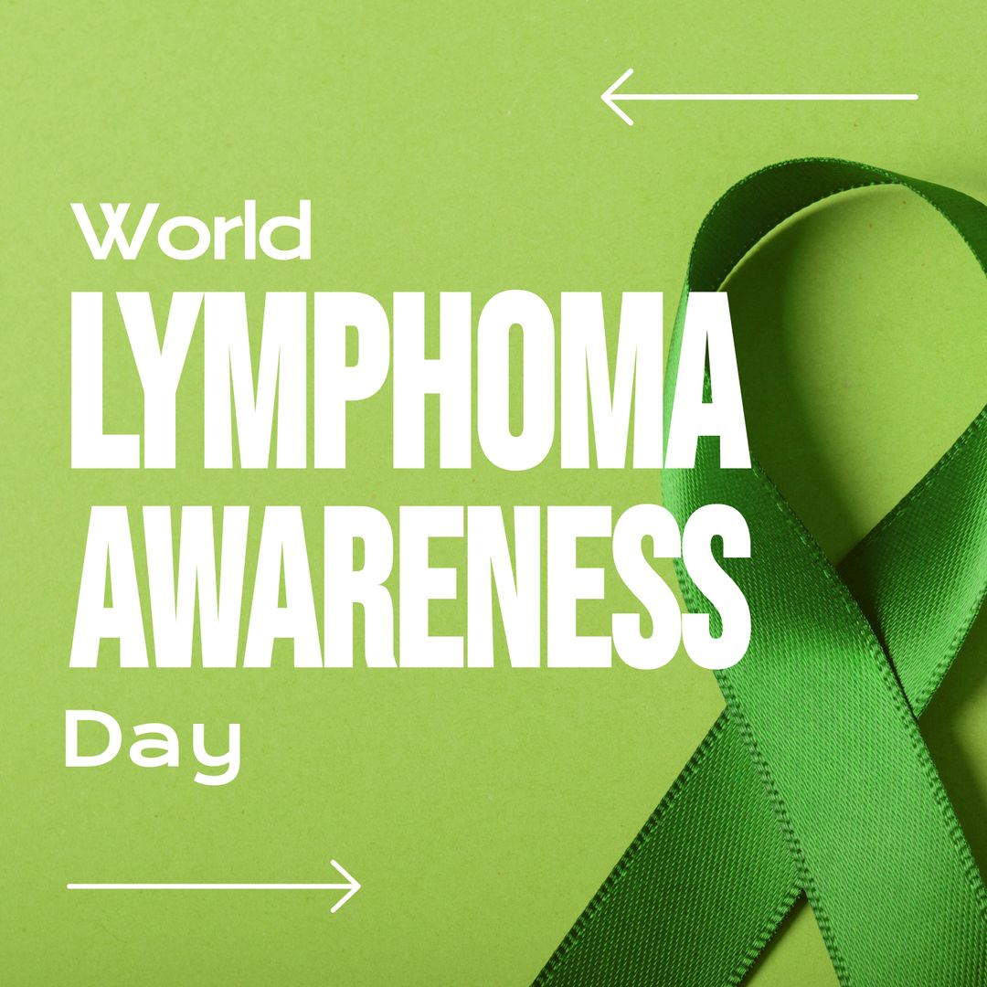 World Lymphoma Awareness Day with Green Ribbon on Green