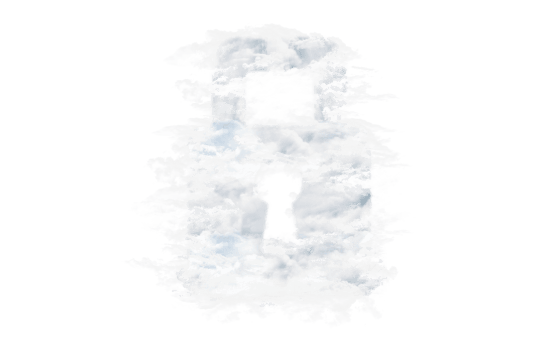 Cloudy Padlock Security Symbol on Transparent Background