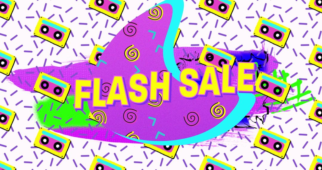Flash Sale Announcement with Vibrant Retro Design