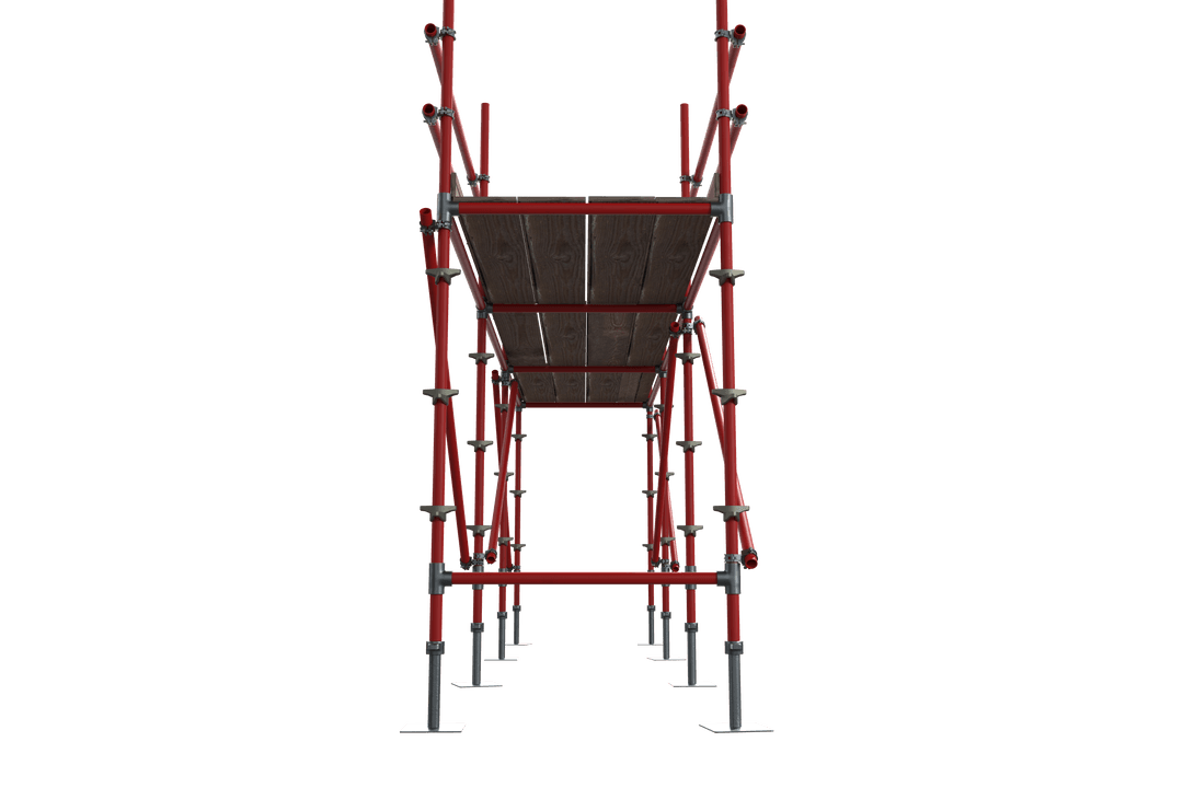Transparent 3D Scaffolding Structure with Plank and Metal Framework